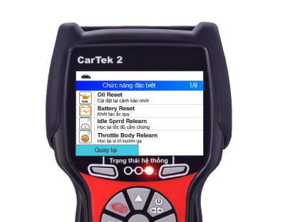 Sử dụng chức năng cài đặt lại cảnh báo nhớt trên máy chẩn đoán Cartek 2